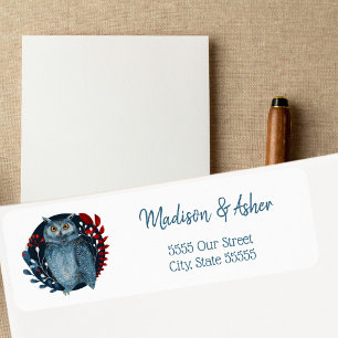 Scandinavian Folk Art Bird Watercolor Winter Owl 