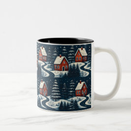 Scandinavian Folk Art Cozy Winter Cabin Mug