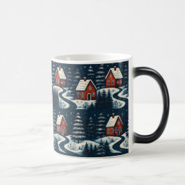 Scandinavian Folk Art Cozy Winter Cabin Mug