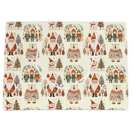 Scandinavian Folk Art Festive Holiday Große Geschenktüte