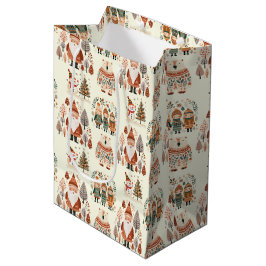 Scandinavian Folk Art Festive Holiday Mittlere Geschenktüte