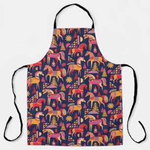 Scandinavian horses pattern seamless design. Decor Schürze