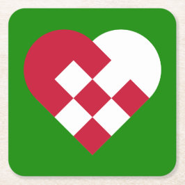 Scandinavian Jule Heart Rechteckiger Pappuntersetzer