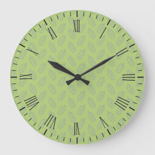 Scandinavian Leaves Pattern Große Wanduhr
