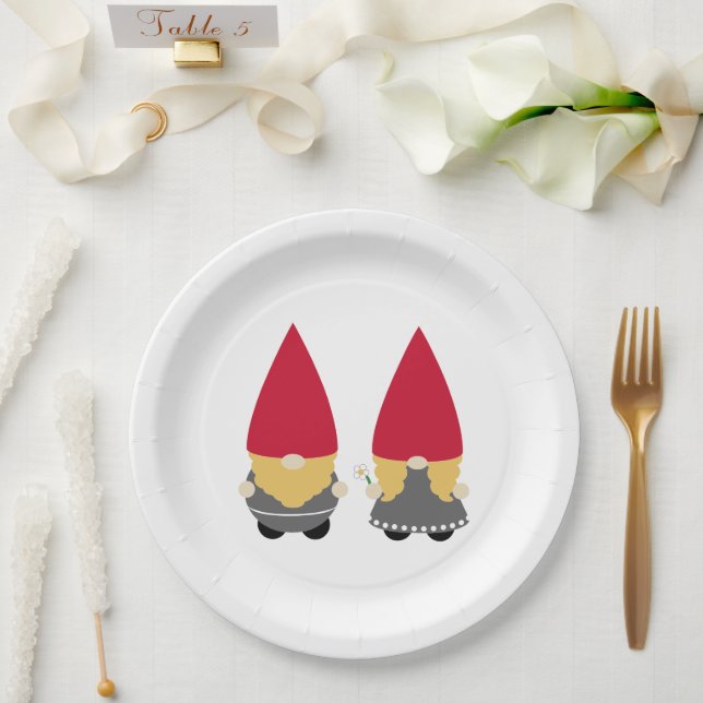 Scandinavian Nisse Tomte Gnome Pappteller (Hochzeit)