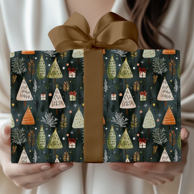 Scandinavian Nordic Christmas Pine Tree Pattern  Geschenkpapier (Von Creator hochgeladen)
