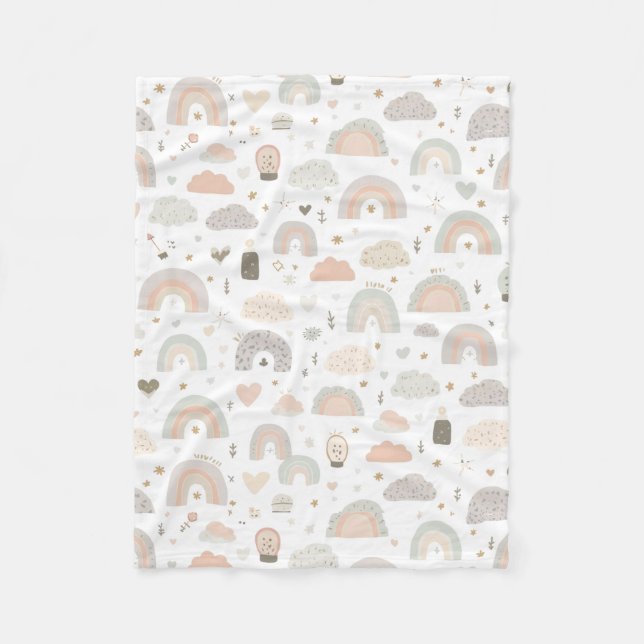 Scandinavian Pastel Baby Nursery Blanket | Soft Fleecedecke (Vorderseite)