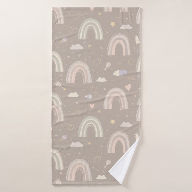 Scandinavian Pastel Rainbow Baby Towel (Serviette de bain)