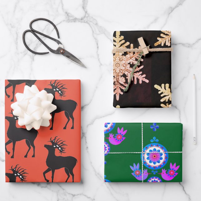SCANDINAVIAN PATTERNS Wrapping Paper SHEEEES Geschenkpapier Set (Vorderseite)