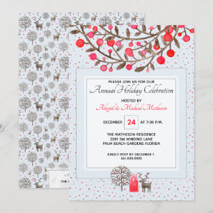 Scandinavian Rentier Watercolor Weihnachts-Party Einladung