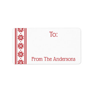 Scandinavian star border red white to from gift adressaufkleber