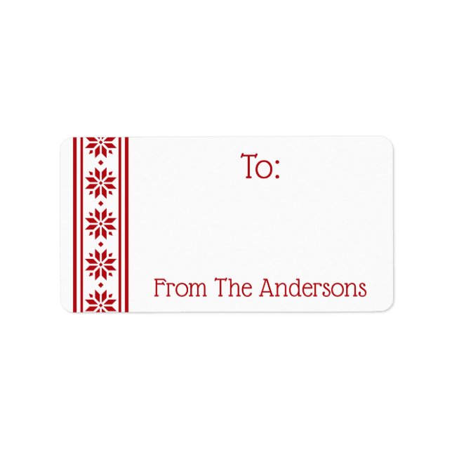 Scandinavian star border red white to from gift adressaufkleber (Vorne)