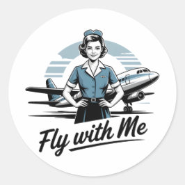 Scandinavian stewardess  runder aufkleber
