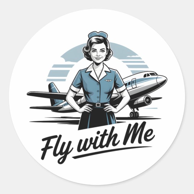 Scandinavian stewardess  runder aufkleber (Vorderseite)
