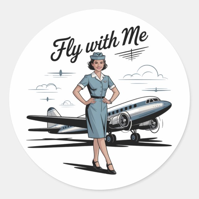 Scandinavian stewardess  runder aufkleber (Vorderseite)