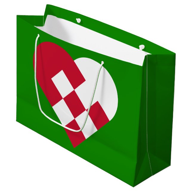 Scandinavian Weihnachten Heart Gift Bag - Large Große Geschenktüte (Vorderseite Schrägansicht)