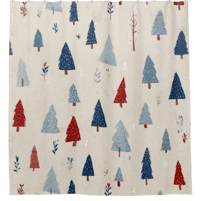 Scandinavian Winter Forest Pattern (4) Duschvorhang (Vorderseite)