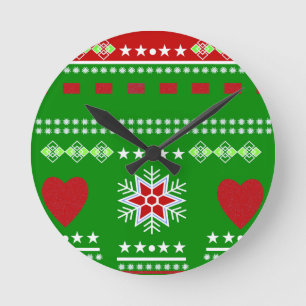 Scandinavian Winter Scene Runde Wanduhr
