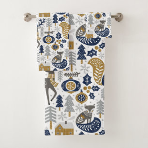 Scandinavie Woodland Animaux Snowflakes Noël