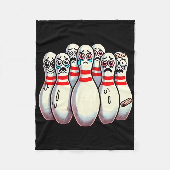 Scanisierte Bowling Buttone Cartoon Fun Bowler Hum Fleecedecke (Vorderseite)