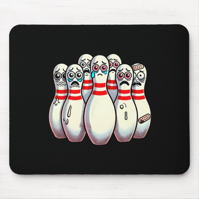 Scanisierte Bowling Buttone Cartoon Fun Bowler Hum Mousepad (Vorne)