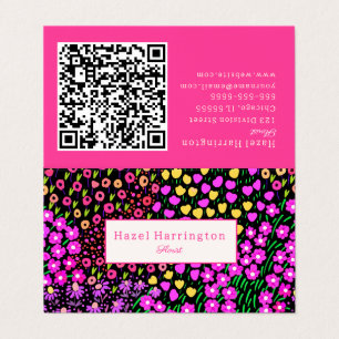 Scannable Carte de visite plié de code QR floral