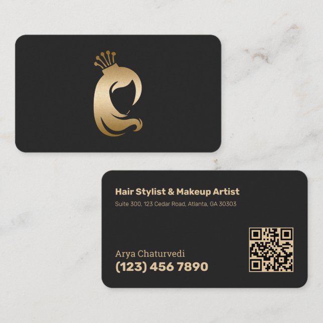 Scannable Hair Stylist Makeup Artist Visitenkarte (Vorne/Hinten)
