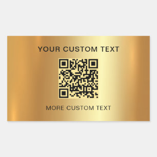 Scannable QR Code Custom Text Elegante Imitats Gol Rechteckiger Aufkleber
