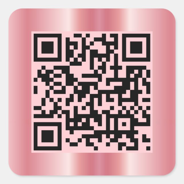 Scannable QR Code Elegante Rose Gold Custom Quadratischer Aufkleber (Vorderseite)
