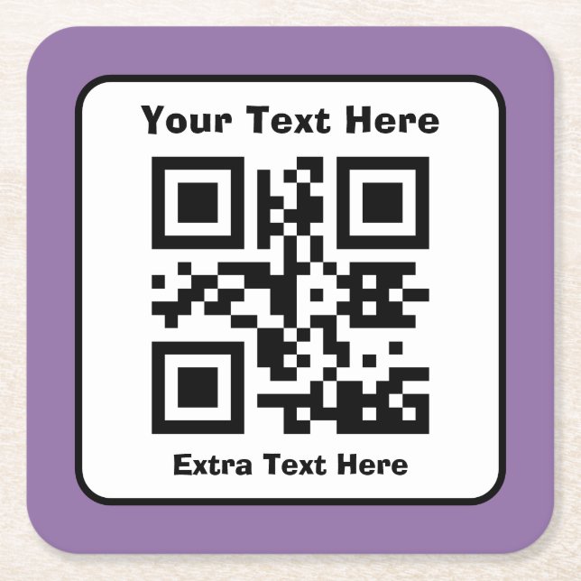 Scannbare QR-Code-Vorlage mit bearbeitbarem Text Rechteckiger Pappuntersetzer (Vorderseite)