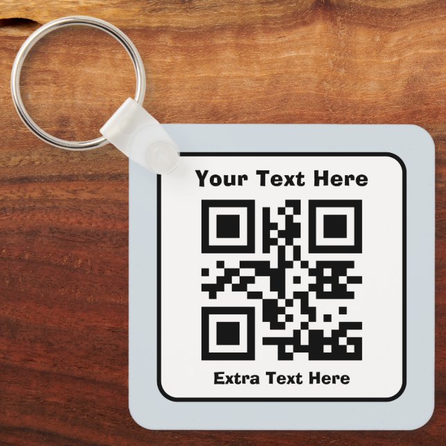 Scannbare QR-Code-Vorlage mit editierbarem Text Schlüsselanhänger (Vorderseite)