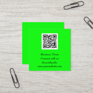 Scannbarer fluoreszierender grüner Social-Media-QR Quadratische Visitenkarte