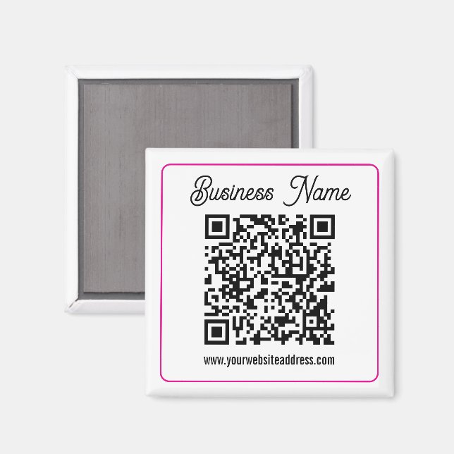 Scannbarer QR-Code mit kursiver Handschrift Magnet (Vorderseite/Rückseite)