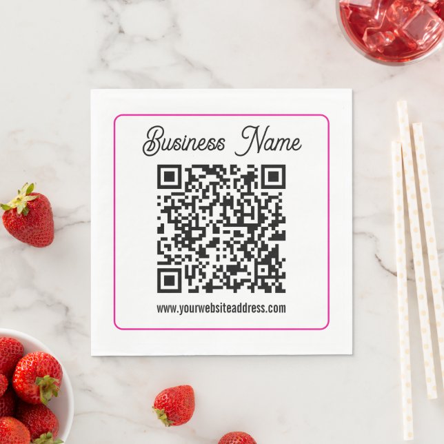 Scannbarer QR-Code mit kursiver Handschrift Serviette (Beispiel)