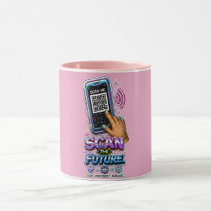 Scanne die Zukunft – Futuristische Cyber-Tech-Glit Tasse