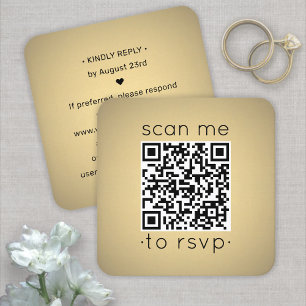 Scanne Mich QR RSVP Faux Goldfolie Hochzeit Quadra Begleitkarte
