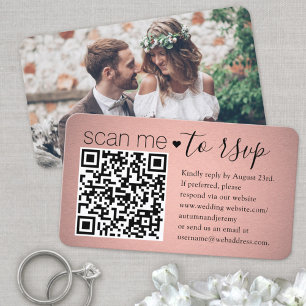 Scanne Mich QR RSVP Rosa Roségold Foto Hochzeit Begleitkarte