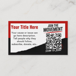 Scanne, um der Bewegung QR-Code Designvorlage beiz Visitenkarte