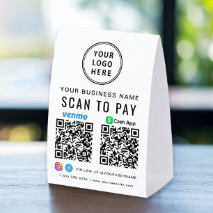Scanne zur Bezahlung Logo CashApp Venmo QR-Codes Tischaufsteller