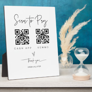 Scannen QR-Code-Zeichen Hochzeit Bar Valet Busines Fotoplatte