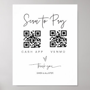 Scannen QR-Code-Zeichen Hochzeit Bar Valet Busines Poster