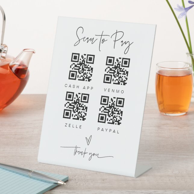 Scannen QR-Code-Zeichen Hochzeit Bar Valet Busines Sockelschild (In Situ)