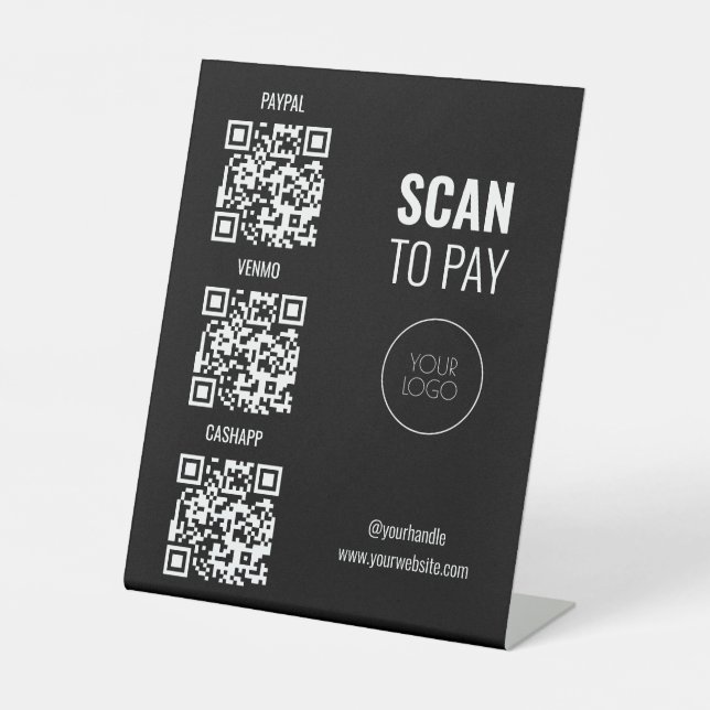 Scannen Sie 3 QR-Codes für das Business-Logo Sockelschild (Vorderseite)