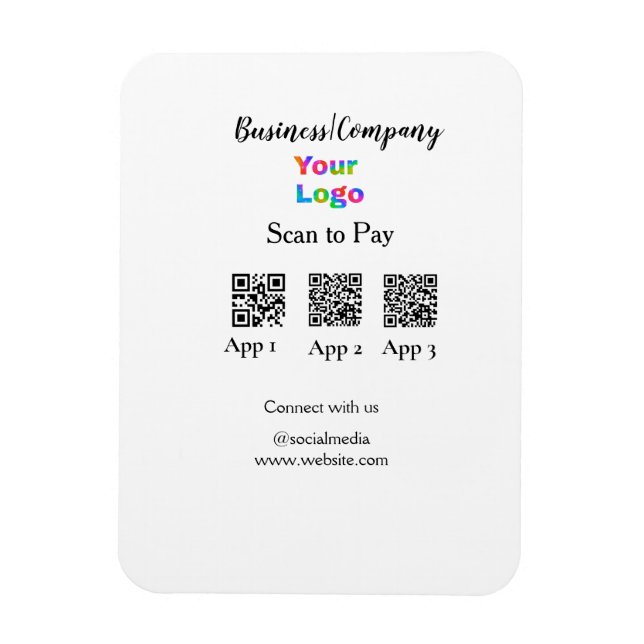 Scannen Sie das Firmenlogo Q R Code Social Media z Magnet (Vertikal)