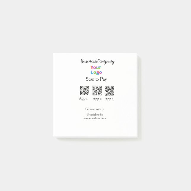 Scannen Sie das Firmenlogo Q R Code Social Media z Post-it Klebezettel (Vorderseite)