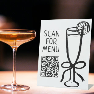 SCANNEN SIE DEN QR-CODE DER GETRÄNKEKARTE Cocktail Sockelschild