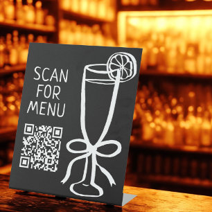 Scannen Sie den QR-Code für die Getränkekarte Cock Sockelschild