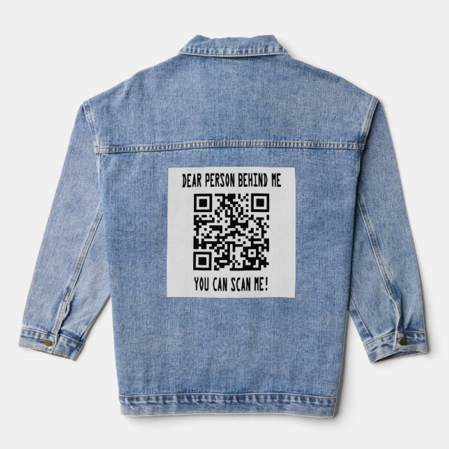 Scannen Sie den QR-Code für einen Motivierend Boos Jeansjacke (Rückseite)
