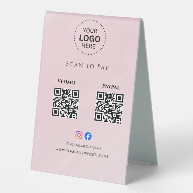 Scannen Sie den QR-Code Mobile Checkout Table Tent Tischaufsteller (Vorderseite)