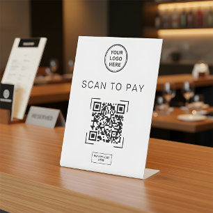 Scannen Sie den QR-Code zum Bezahlen Tischschild   Sockelschild